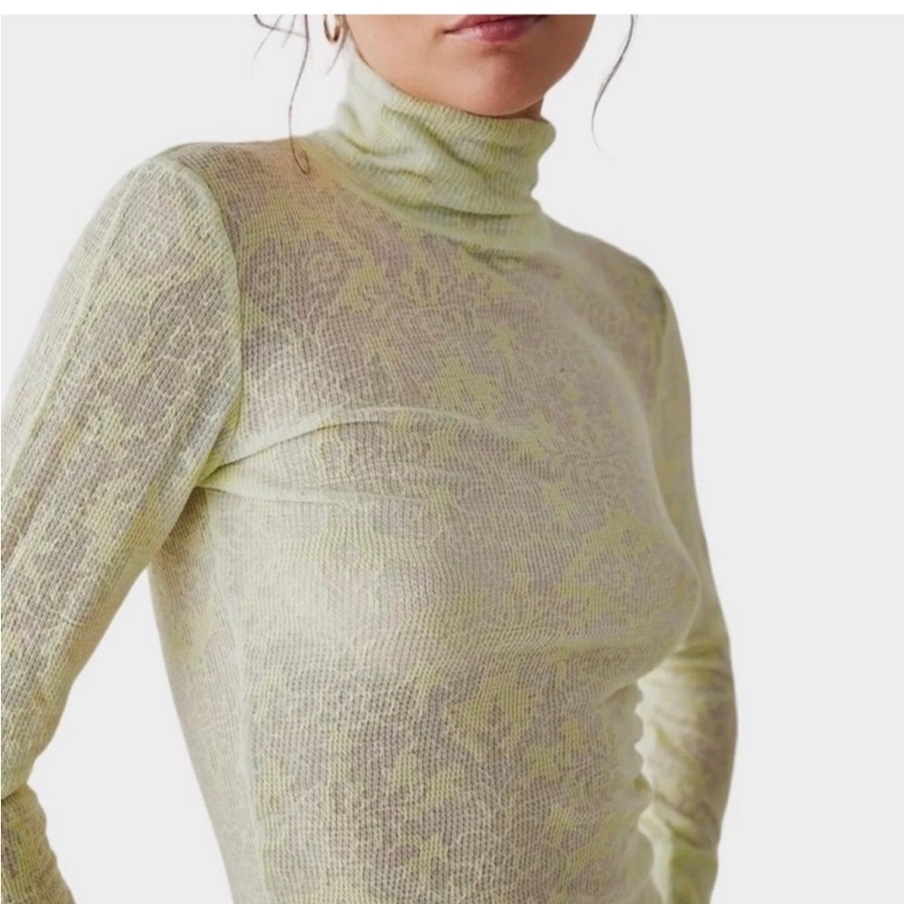 Free People light green intimately you & I floral turtleneck small - Picture 2 of 6